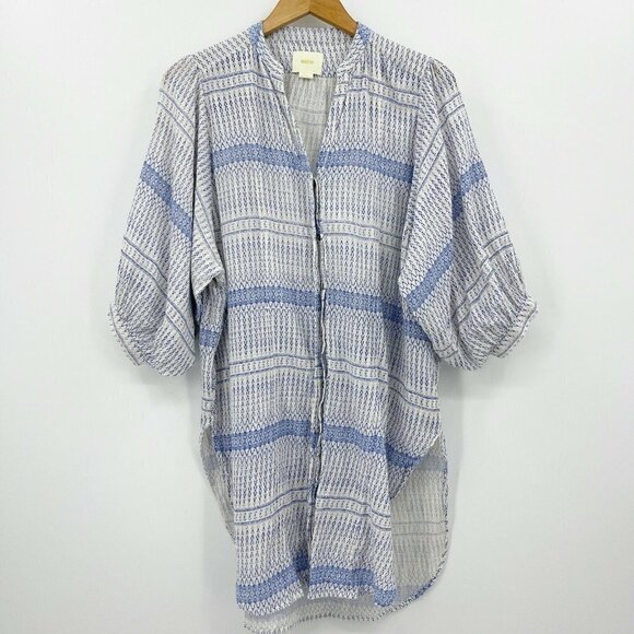 Maeve - Anthropologie Lena Yarn Dyed Tunic Shirt Boho Balloon Sleeve - Picture 3 of 10